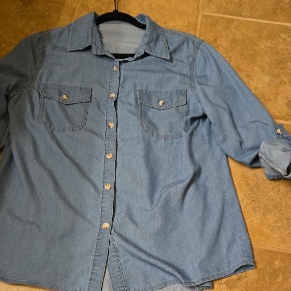 Blue Denim Button-Up Shirt